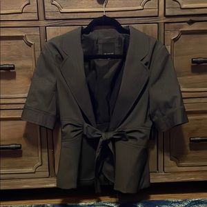 Grey pinstripe short sleeve tie blazer, Sz L